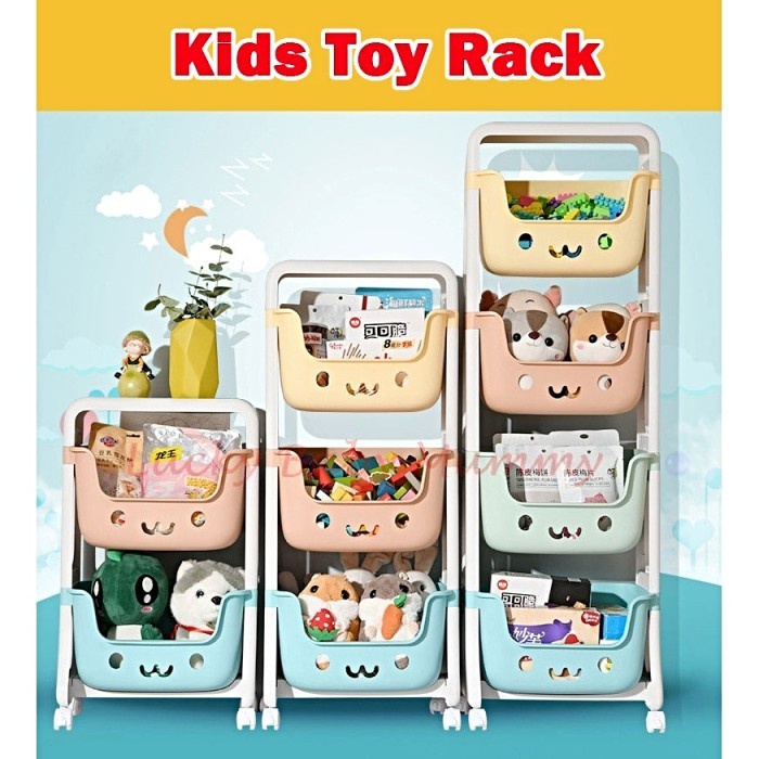 Best Seller Rak Mainan Anak Susun Roda / Rak Laci Susun Warna-Warni Lucu