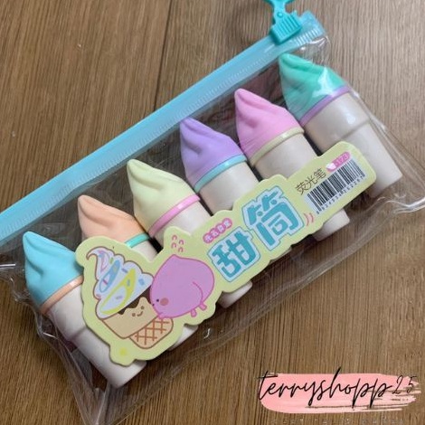 

✵Jual↕ PLNEG Stabilo Motif Es Krim Cone Lucu Warna Warni 1SET Kemasan Pouch Murah COD K53 ↔Dijual Murah