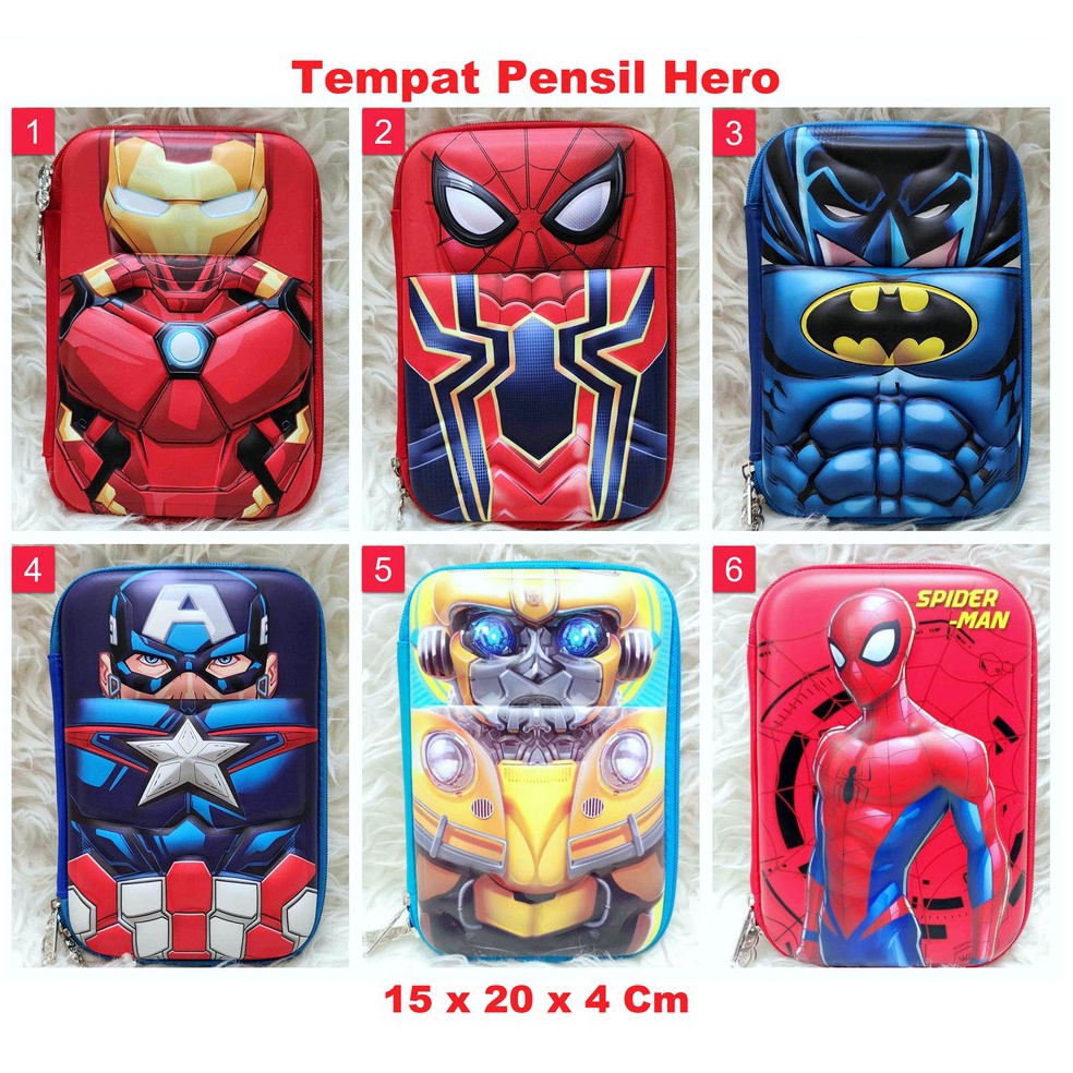 

✨TERBARU✨ Tempat Pensil Anak Batman Spiderman Ironman Captain Superman hardcase Hero grosir