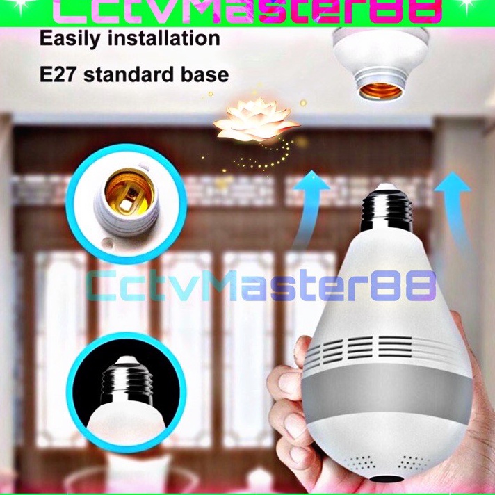 IP Cctv Lightbulb Camera High quality CCTV V380pro • -CCTV BOLA LAMPU 360derajat 1080P 5Mp