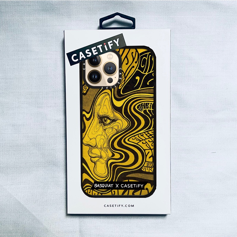 □△CASETiFY X BASQUIAT Abstract Face Black Case IPhone 13 12 11 Pro Max Mini XS MAX XR X SE 6 6S 7 8 