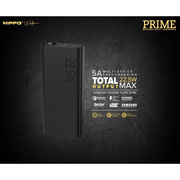 Terlaris Hippo Powerbank Elite Prime Gen 3 20000Mah - Quick Charging 5A Vvoc Pd