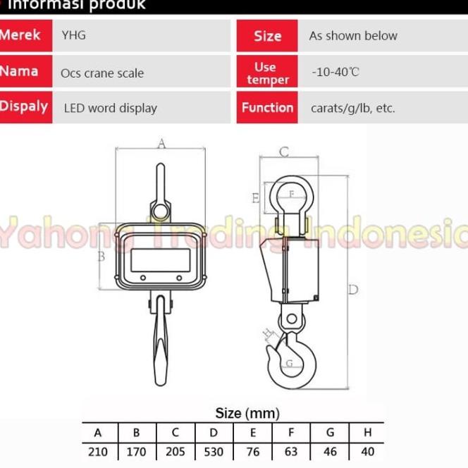 Timbangan Barang Pabrik 5Ton Timbangan Gantung Digital Yhg 5 Ton