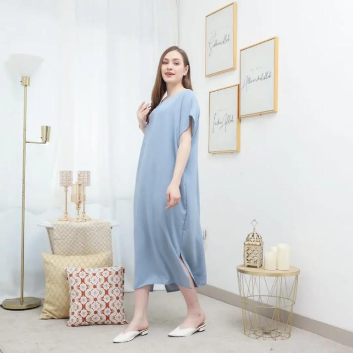 (( BISA COD) NAGITA DRESS DUSTY BLUE BY AZP