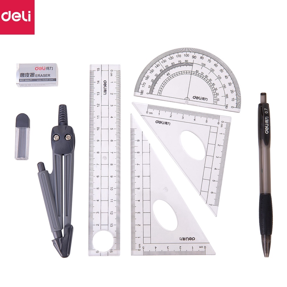 

→Pasti Murah SHSTK Deli Penggaris Ruller Set Sekolah Skala Akurat, Praktis Dan Mudah Dibawa 9591 Y69 Ready Stock