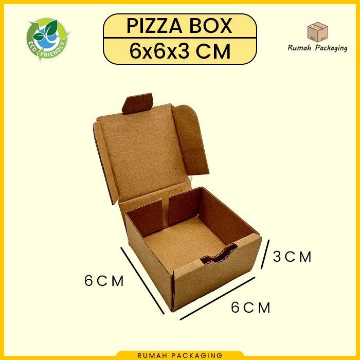 

Kardus / Kotak Box Pizza Die Cut Packing Polos 6x6x3 cm