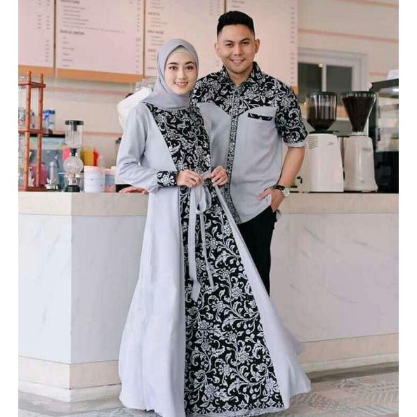 Bayar Di Tempat CJVSQ dress gamis couple baju couple pasangan gaun pesta muslimah batik couple moder