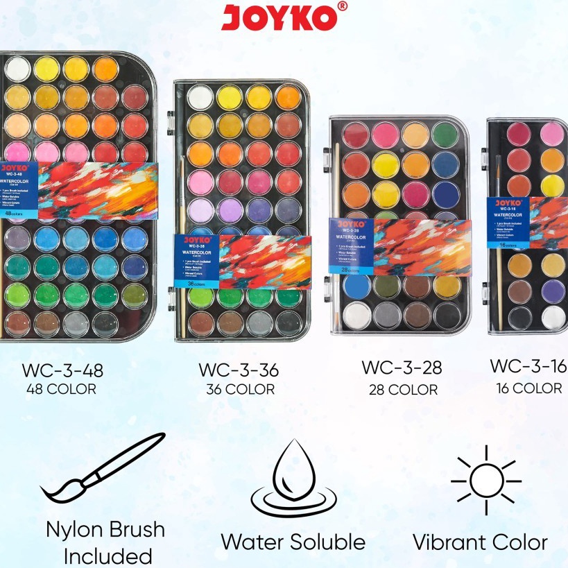 

➡Stok Banyak➙ DSQSK Cat Air Joyko Watercolor WC-3-16 Colors H81 Terkini