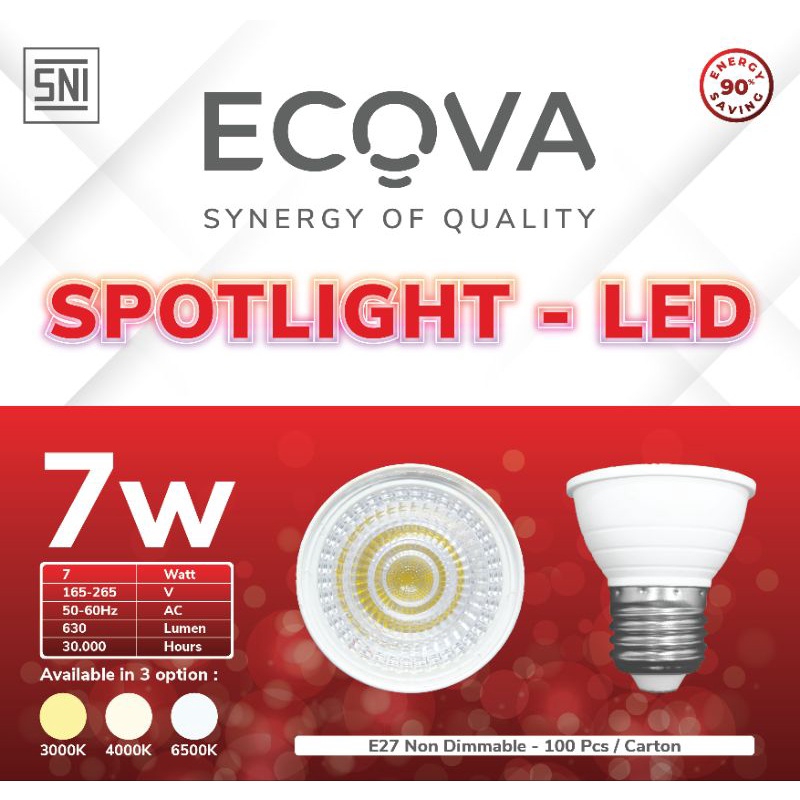 Lampu LED Spotlight E27 / Ulir ECOVA ( 3 / 5 / 7 watt )