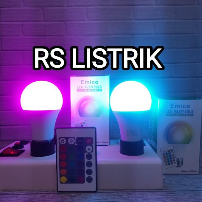 ~@~@~@~@] EMICO LAMPU HIAS BOLAM LED RGB REMOTE 7 WATT E27 RGBW 7W
