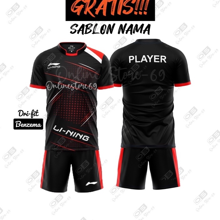 Menarik.. RIQUEST NAMA Baju stelan badminton lining , Baju bulutangkis pria wanita terbaru