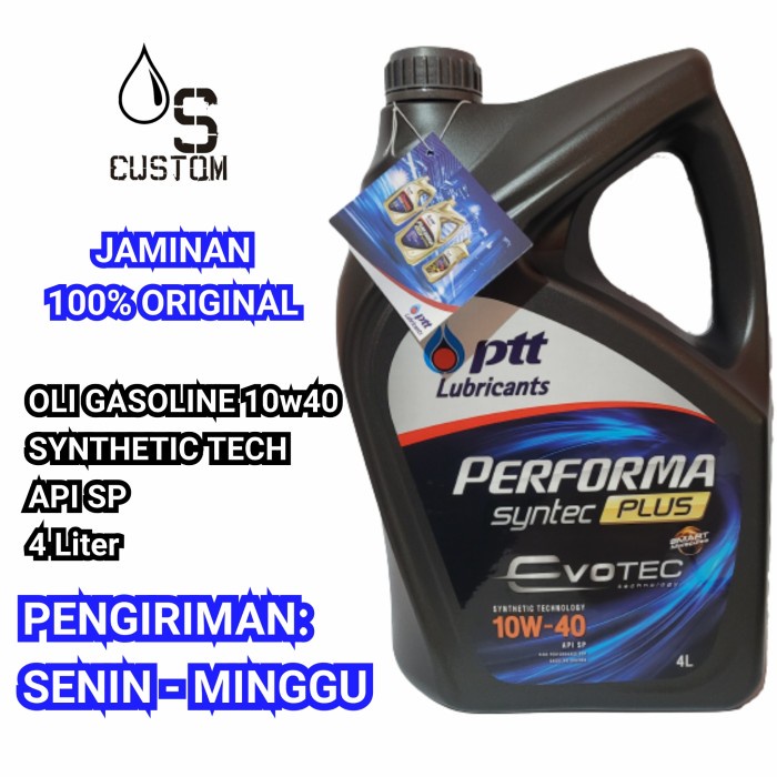 Oli Mobil Bensin Ptt Evotech 10W40 Api Sp 4L 10W-40