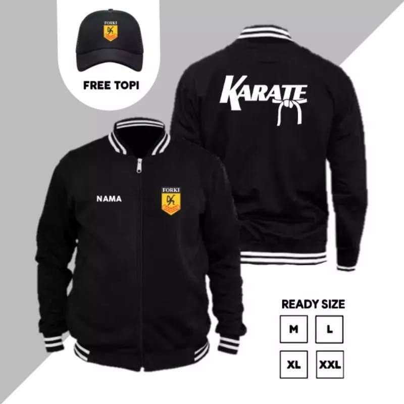 JAKET BASEBALL FORKI KARATE BISA REQUEST NAMA BONUS TOPI