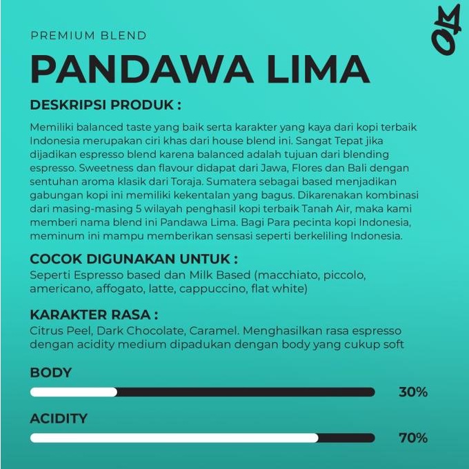 

Premium Kopi House Blend Pandawa5 100% Biji Kopi Arabika Specialty