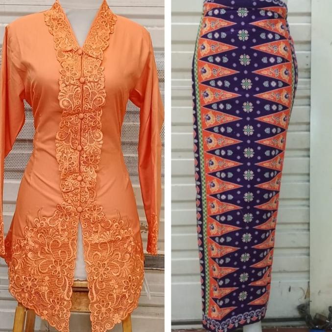 set kebaya encim dewasa bordir polos/seragam kerja/kebaya atasan encim