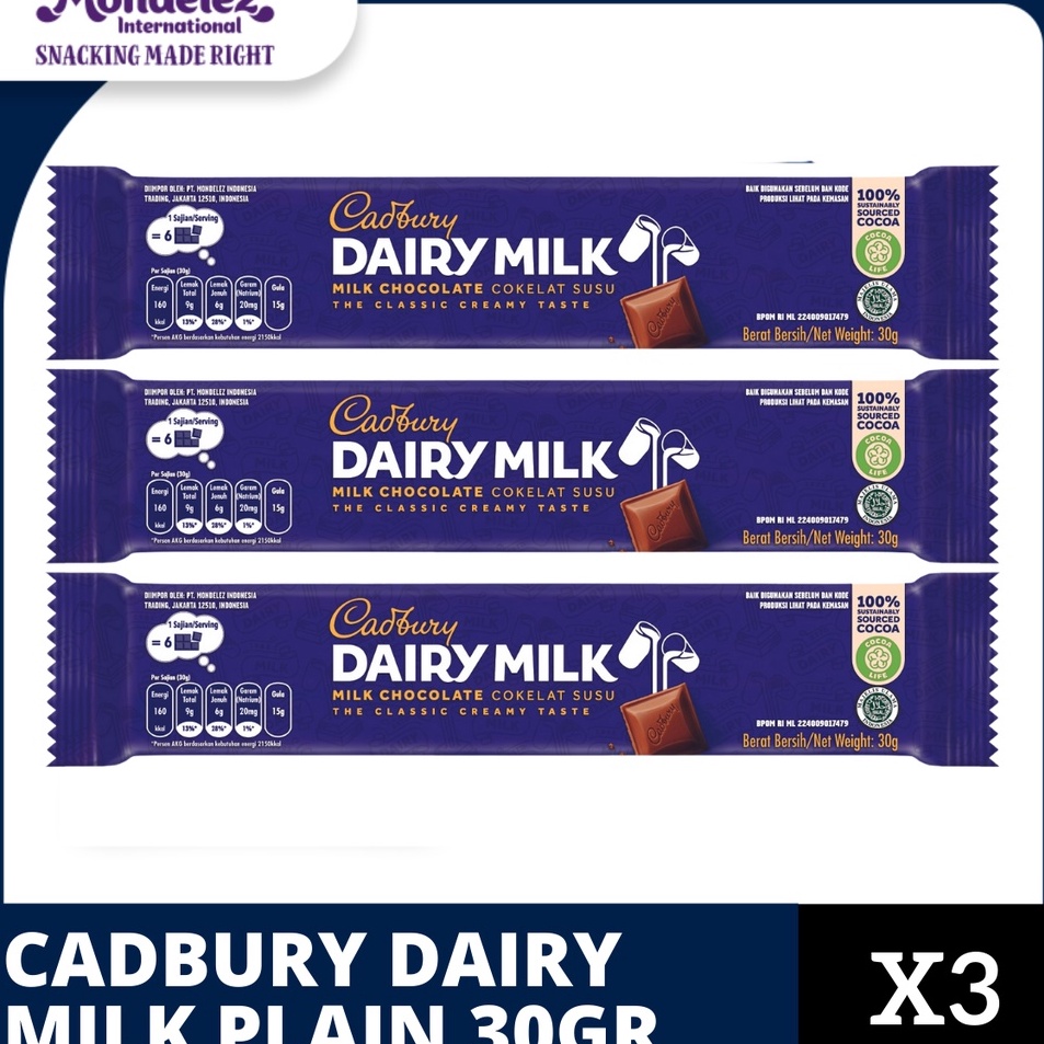 

Harga Termurah➶ R0AYB Cadbury Dairy Milk Chocolate Original Regular Untuk Camilan 30g - triplepack T81 Ready