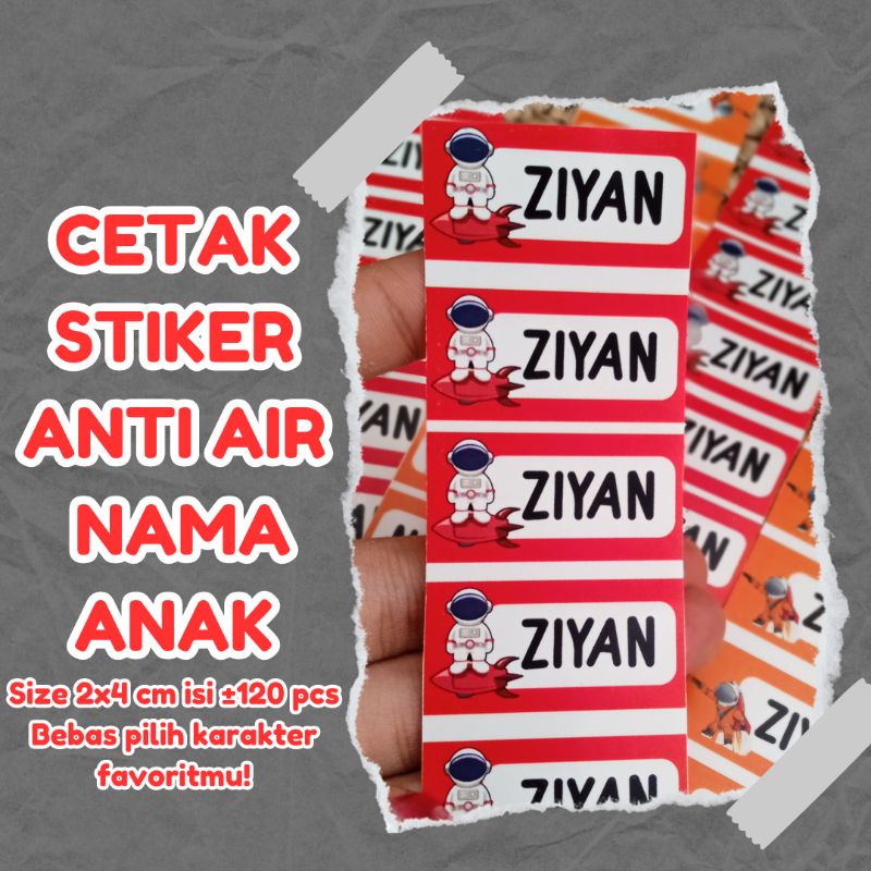 

Stiker Nama Anak Anti Air Size 2x4 cm isi 120 pcs