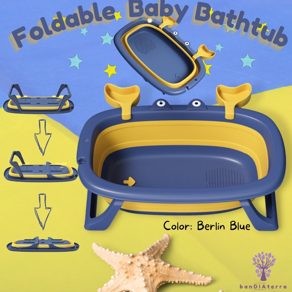 LANGSUNG ORDER. Bandiaterra Bak Mandi Lipat Bayi/Foldable Baby Bathtub/Tempat Mandi Bayi Motif CRAB