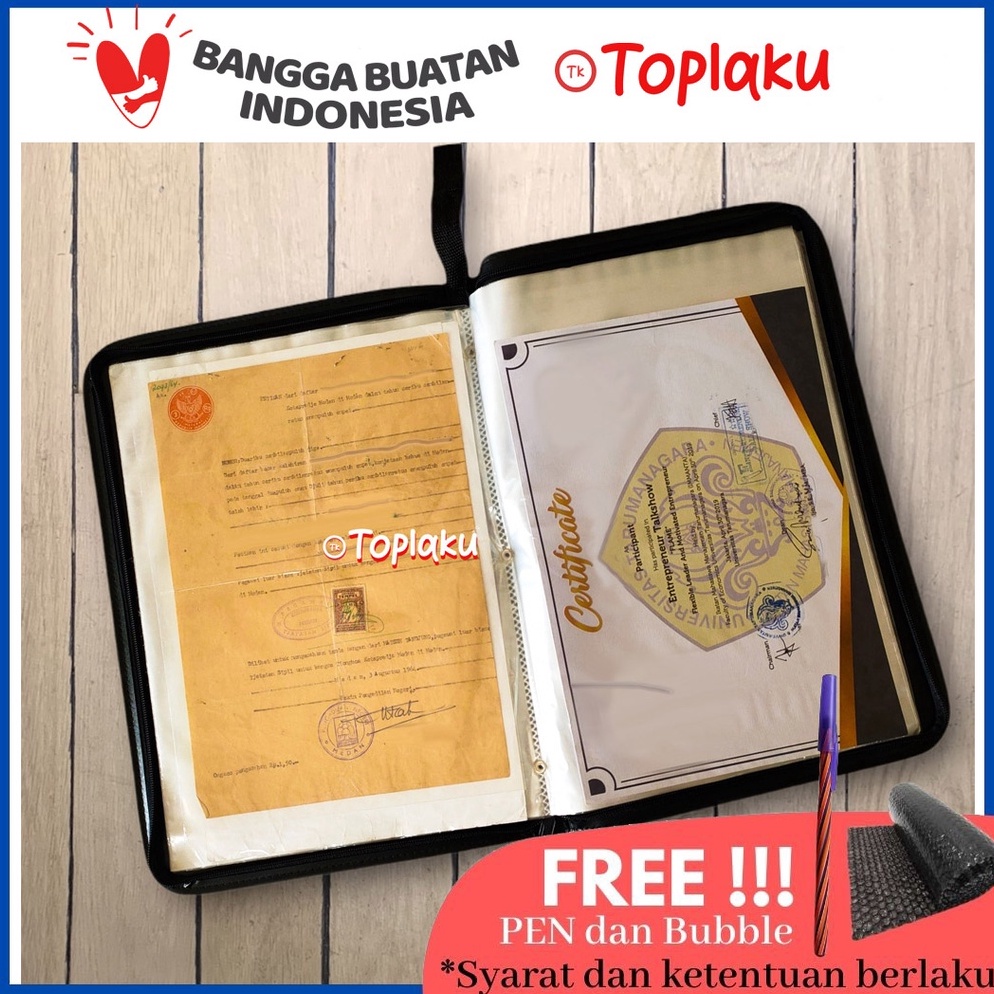 

➙ TOPLA Map Ijazah Dokumen Keeper Resleting Anti Air Kulit Isi 40 60 Document Sertifikat File Folder Organizer Business File Clear Holder ↑Murah Banget