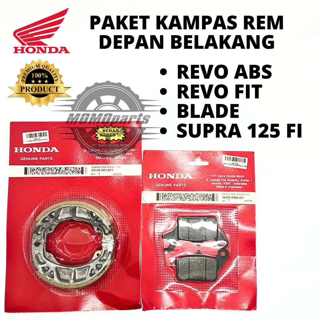 ORIGINAL PAKET KAMPAS REM DEPAN BELAKANG TROMOL 001 KWB HONDA REVO ABS ABSOLUTE FIT BLADE SUPRA X 12