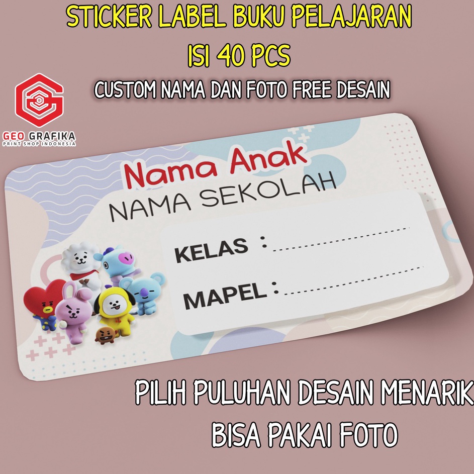 

Terlaku.✶ LED9G Stiker Label Buku Pelajaran Custom Free Desain isi 40 pcs Y98 ✺Big Sale