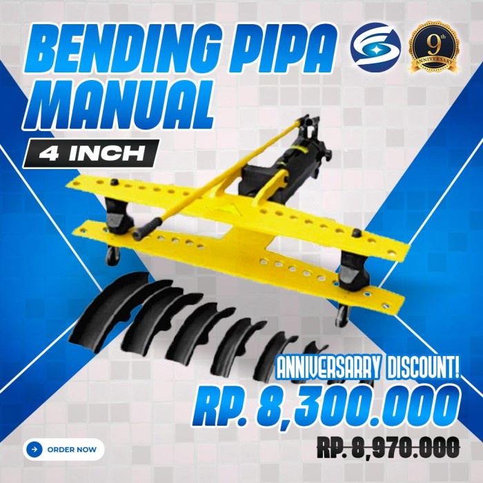Mesin Bending Pipa Manual/Mesin Pembengkok Pipa Hidrolik Manual 4 Inch