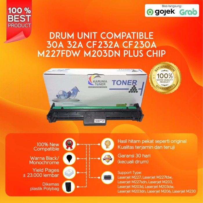 Drum Unit Compatible 30A 32A CF232A CF230A HP M227fdw M203dn PLUS CHIP