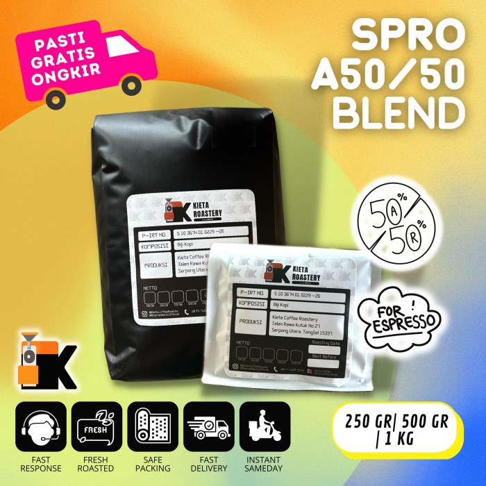 

Biji Kopi 1kg Espresso Blend 50 arabika / 50 robusta