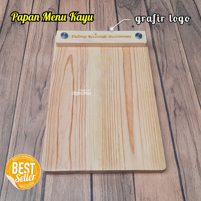 Best Seller Papan Menu Kayu Board / Buku Cover Menu A4 Resto Cafe Custom Grafir
