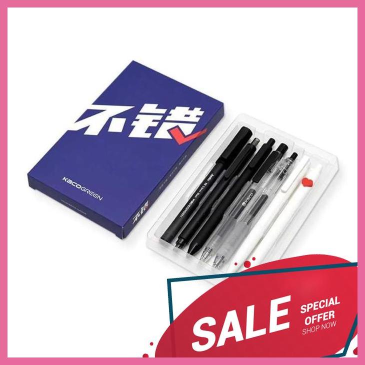 

XIA - KACO GREEN RIGHT CHOICE SET PENA PULPEN GEL 0.5MM TINTA HITAM 7 PCS - K100
