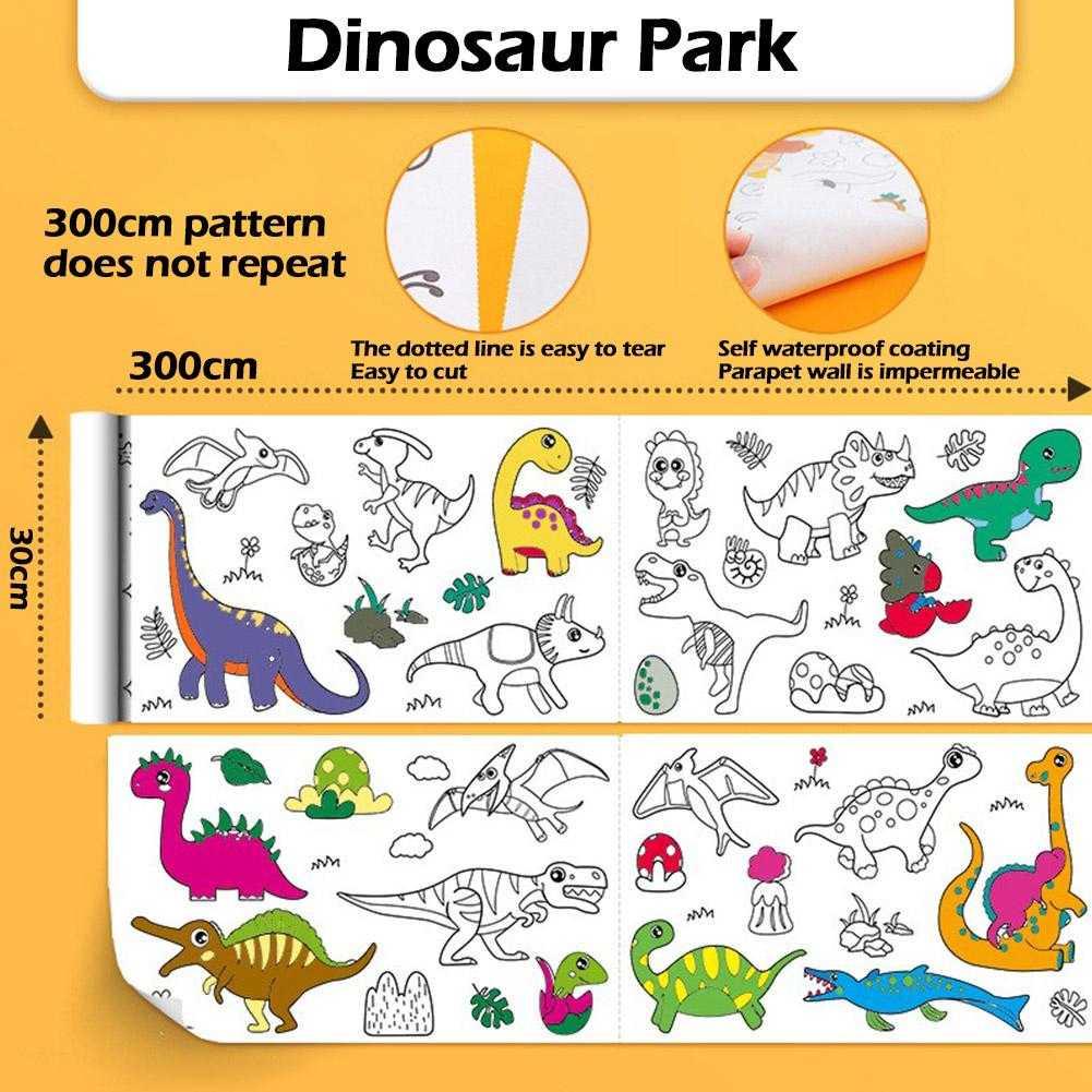 

Kertas Stiker Mewarnai Tempel Dinding Dinosaurus 300x30cm