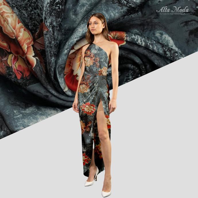 Silky Strech Waterlily Bloom Dark Grey (Alta Moda)*