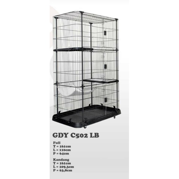 Kandang Tingkat Kucing / Kandang Jumbo 3 Tingkat + Ayunan / Cat Cage