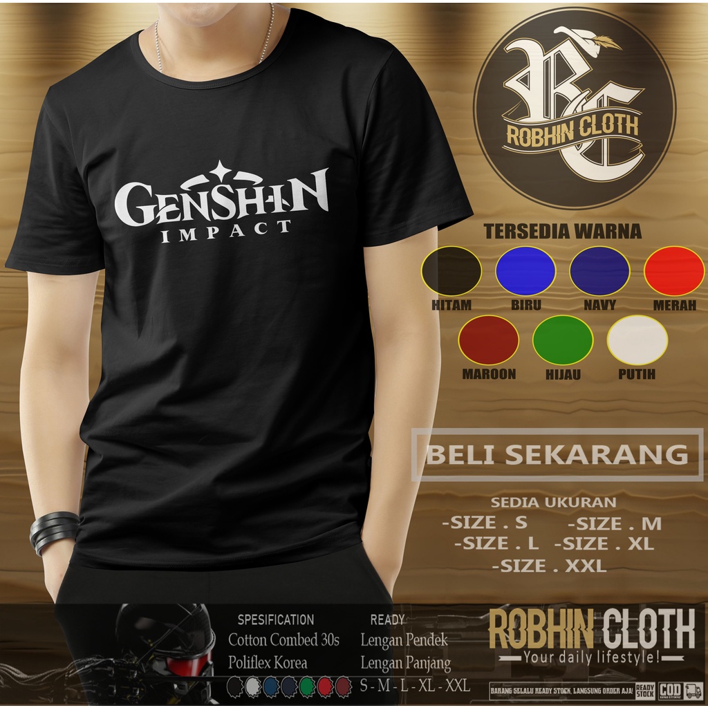 Kaos Genshin Impact Logo Baju Game