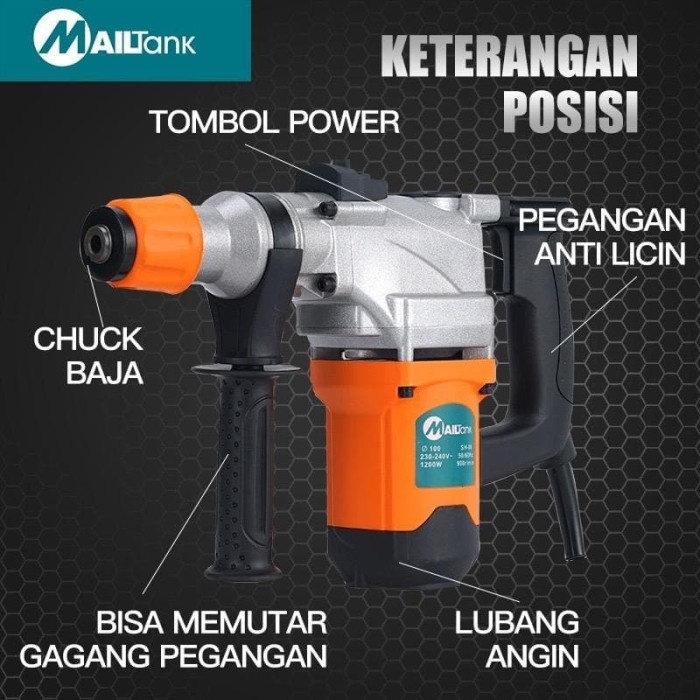 Mailtank Sh08 Rotary Hammer Mesin Bor Bobok Beton Sh 08 - Berkualitas
