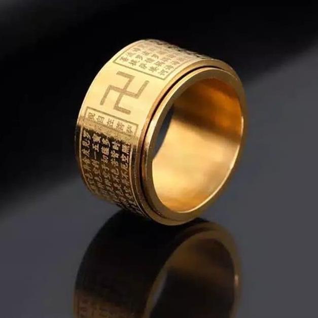 Cincin Buddha Gold Plating Sutra Tripitaka Paramita Pria Dan Wanita