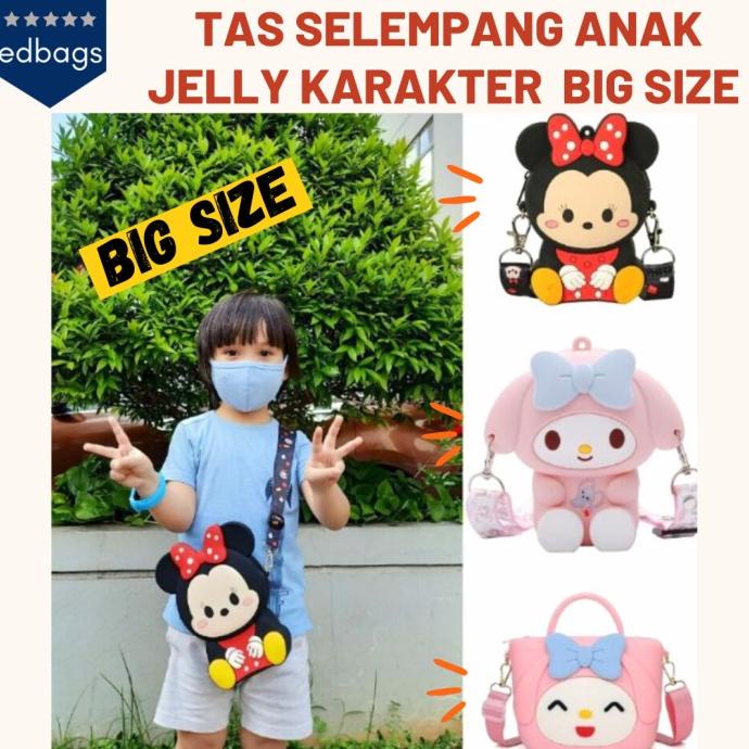 Tas Selempang Anak Jelly Rubber UKURAN BESAR Silikon Karakter