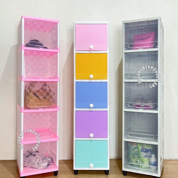 ¯ WH Lemari cabinet plastik serbaguna Lemari Tas Lemari Baju Lemari Sepatu Club Flip susun 5 SINGLE 