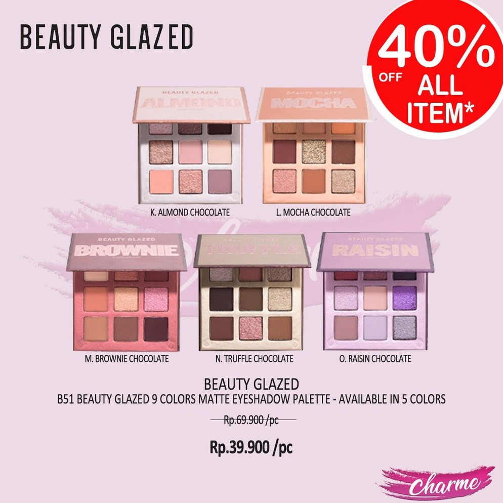 lzjr -97 (READY & ORI) Beauty Glazed 9 Colors Warna Eyeshadow Planet Edition B51 B 51 Mars Peach Alm