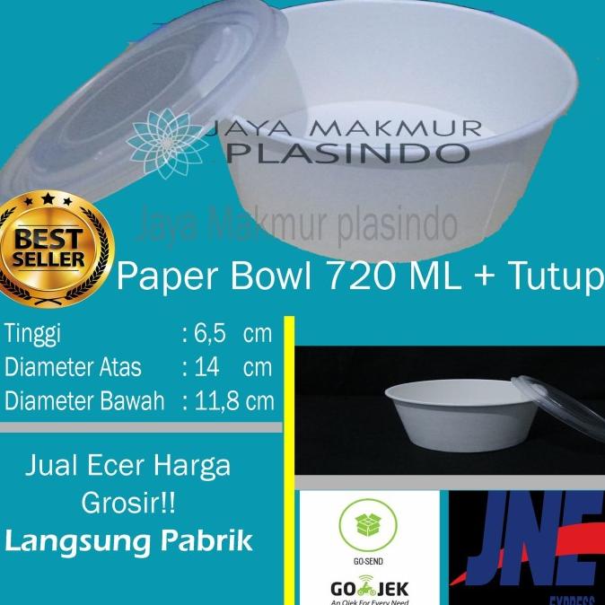 Terlaris Paper Bowl 720 Ml + Tutup / Bowl Paper 24 Oz Include Lid / Box 24 Oz