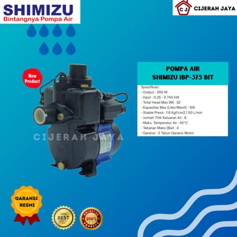 SHIMIZU IBP 375 BIT INVERTER BOOSTER PUMP / POMPA DORONG OTOMATIS SMART IBP-375BIT IBP375BIT