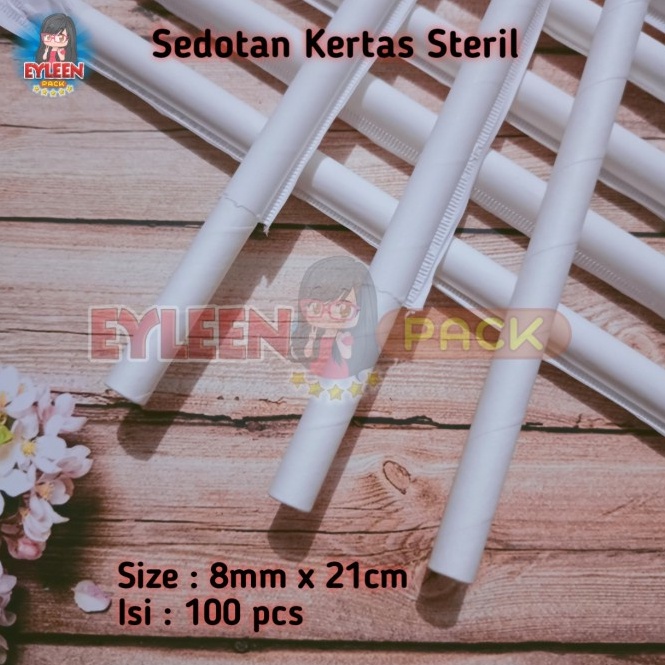 _ Bt Sedotan Kertas 8mm x 21cm isi 100 pcs Steril & Higienis | Paper Straw Steril ✺ ✿