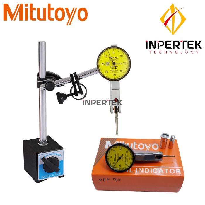 MUST HAVE DIAL INDICATOR MITUTOYO + MAGNETIC BASE STAND GAUGE TEST INDIKATOR SET TERLARIS