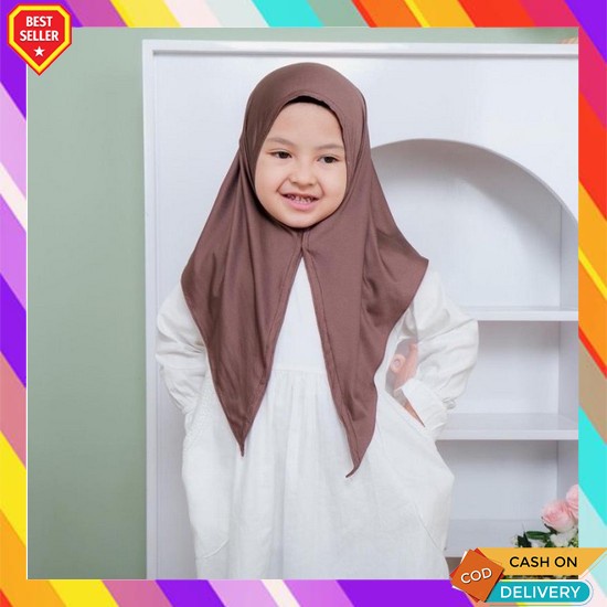 Jilbab Anak Sekolah Putih Pashmina Bayi Lucu Kekinian Khimar Warna Ter Kerudung Instan Anak / Hija