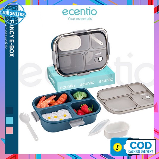 Kotak Makan Lunch Box 1 Set Lengkap Murah Anak Bekal Makanan Anti Tumpah Aesthetic Korea Plastik Per