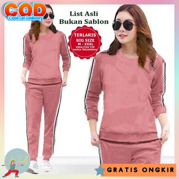 1 Pasang Baju Senam Bju Omeset Gim Wanita One Seat Sporty Termurah Set Baju Sporty Cwek Setelsn Olga