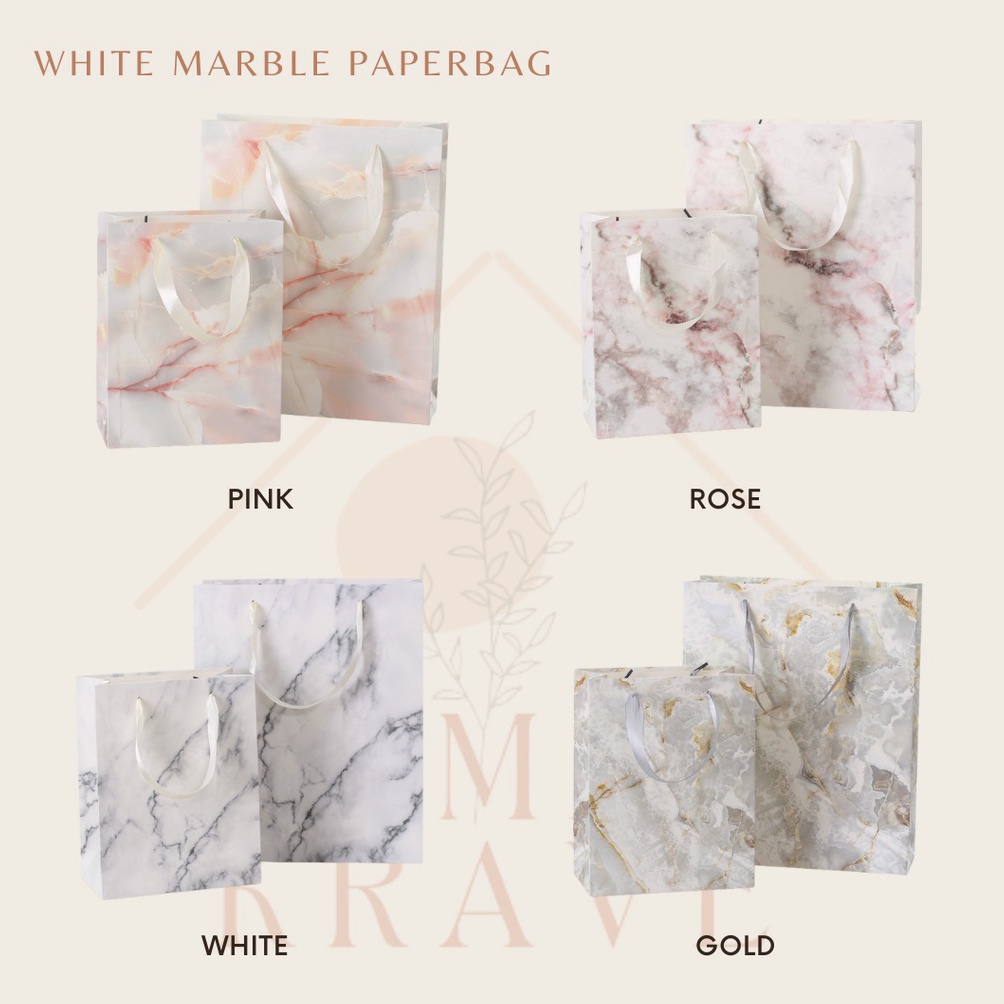 

[FMI89] RUMAH KRAVE - White Marble Marmer Paperbag Paper Bag Goodie Bag glkal