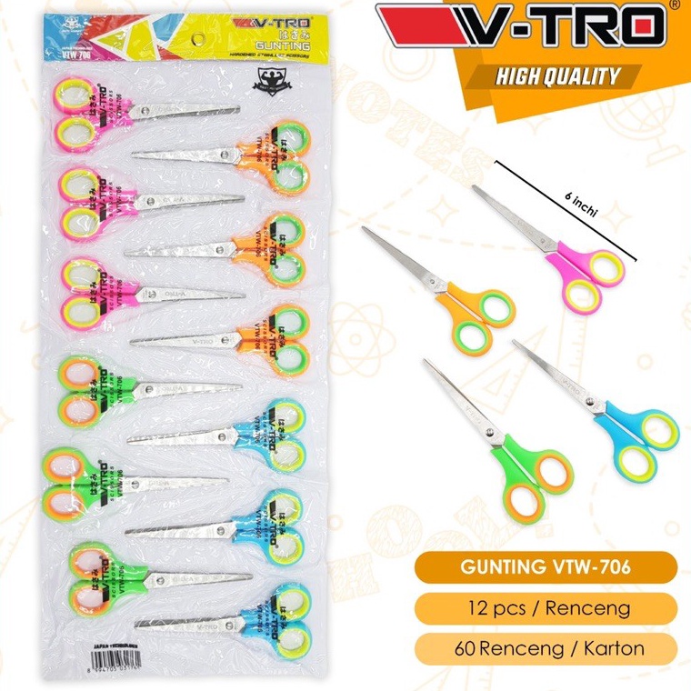 

VZGIA (HARGA 1 RENTENG BESAR=12pcs) Gunting BESAR gagang warna,alat potong,scissors ➘Terupdate