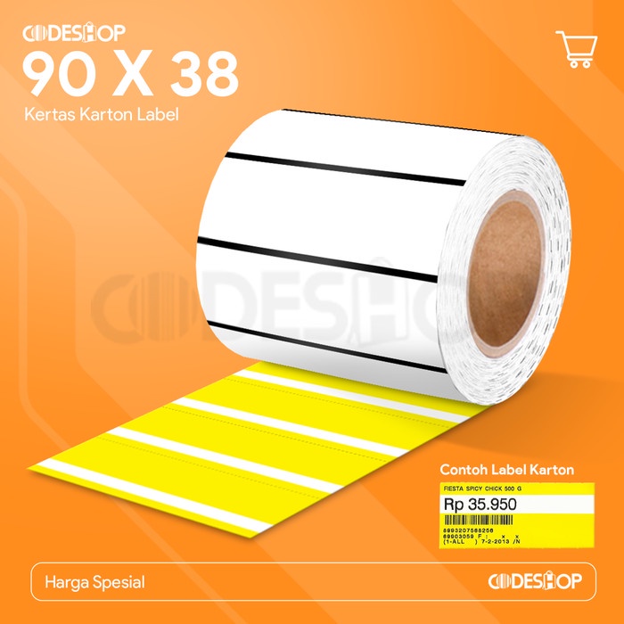 KERTAS STIKER LABEL GONDOLA - LABEL RAK WARNA KUNING 90 X 38