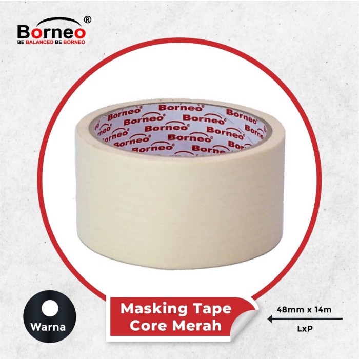 

HOT SALE 6 ROLL - Borneo Masking Tape CM (48mm x 14m) - Lakban Kertas